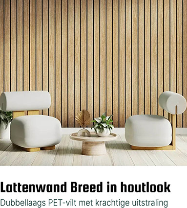 Akoestische Wandbekleding Lattenwand-breed-paneel Tacito.nl